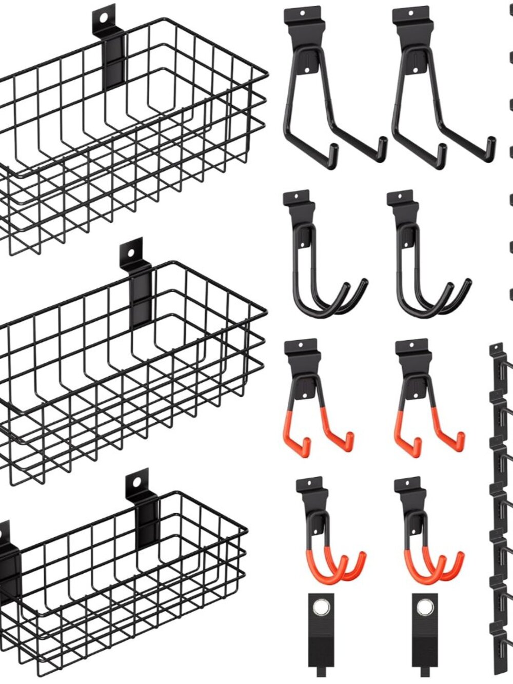 27PCS Slatwall Accessories Set with 3 Baskets & Multisized Hooks